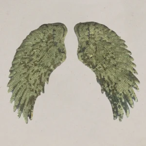 Iron On Patch -  Set of 2 Gold Sequin Wings - Sml