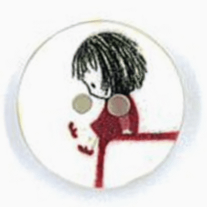 Set of 6 Girl on a table (red) Buttons
