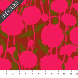 Linen Blend - Siloutte - Pompom in Berry