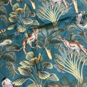 Teal Tiger Indian Block Print Cotton