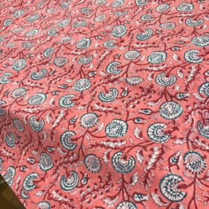 Flowers on pink Indian Block Print Cotton