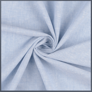 Sky Blue Yarn Dyed Fine Stripe Linen Cotton Blend from Carbury by Modelo Fabrics