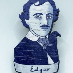 Edgar Allan Poe  Wooden Brooch by Su Owen