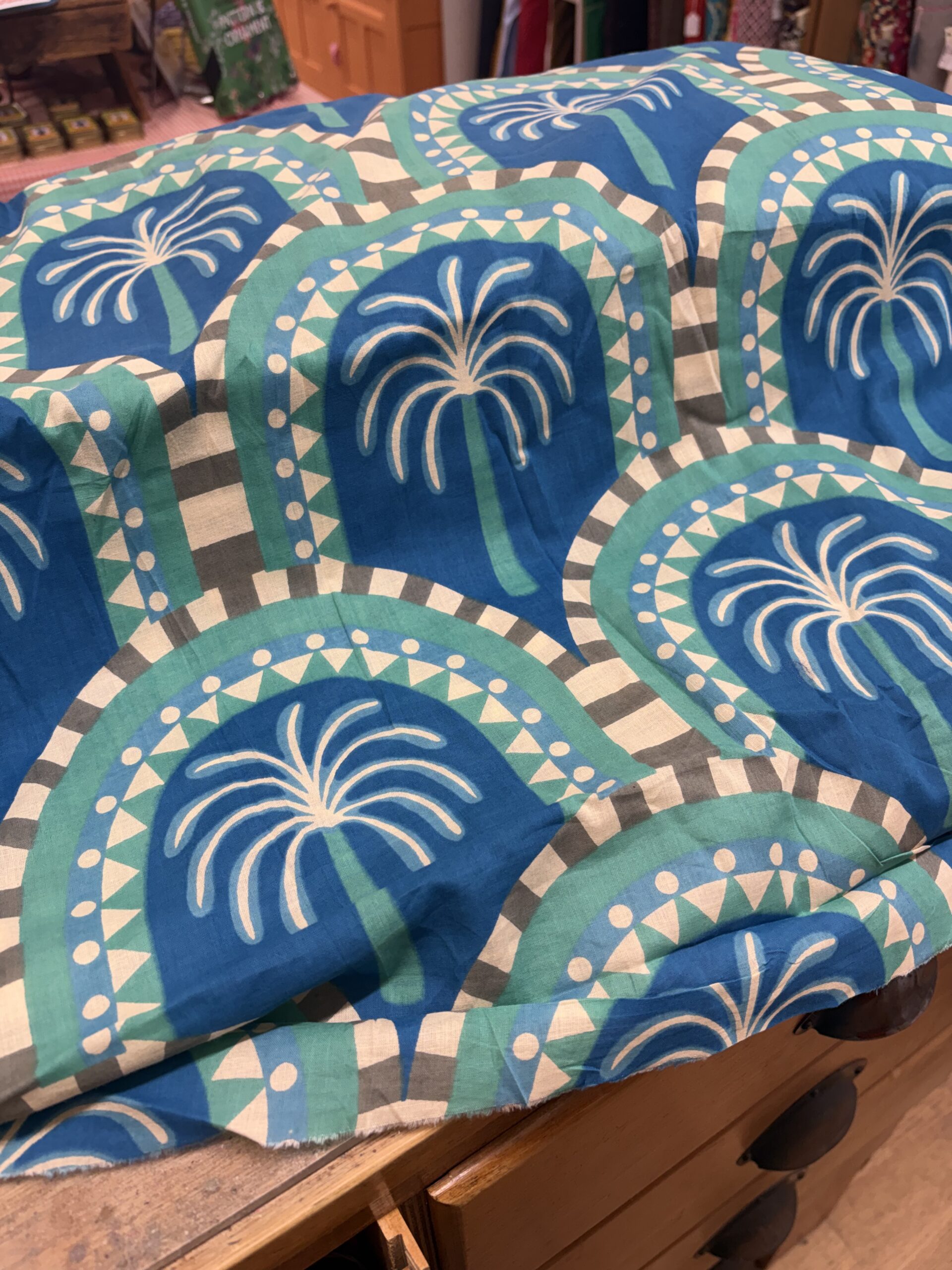 Indian Block Print Cotton Palm Tree Blue 7 Indian Block Print Cotton Palm Tree Blue - Image 7