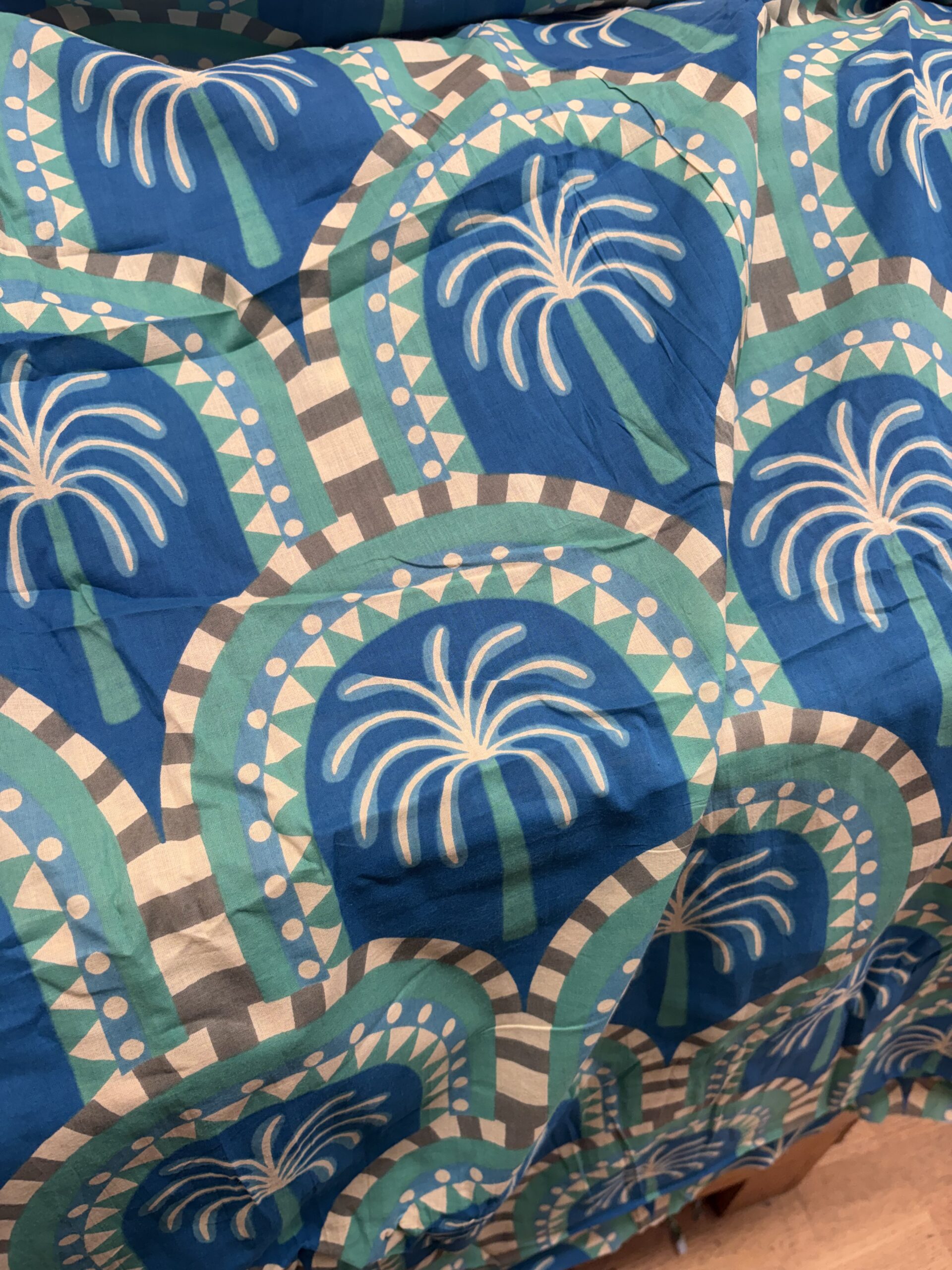 Indian Block Print Cotton Palm Tree Blue 6 Indian Block Print Cotton Palm Tree Blue - Image 6