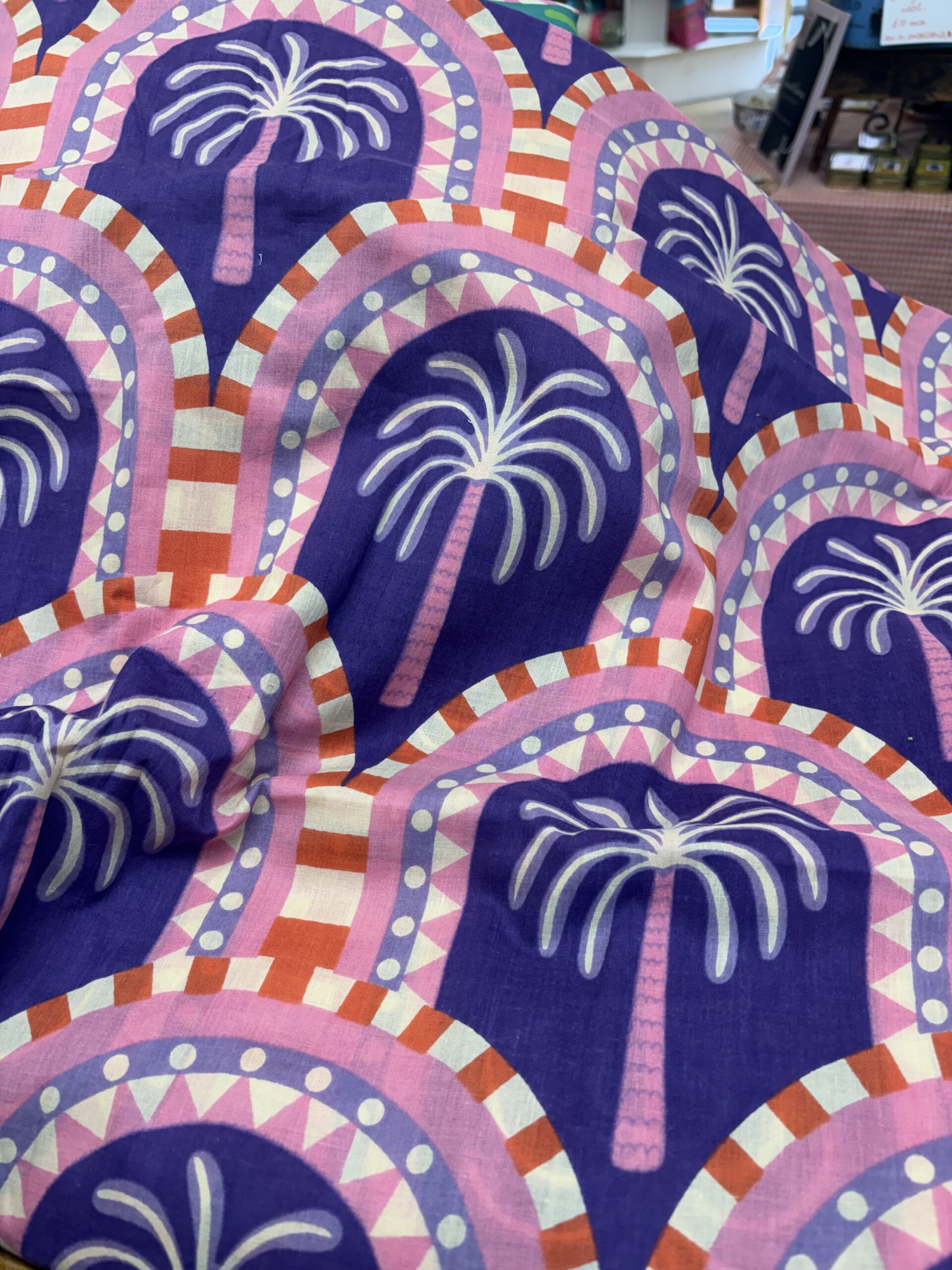 Indian Block Print Cotton Palm Tree Purple 4 Indian Block Print Cotton Palm Tree Purple - Image 4