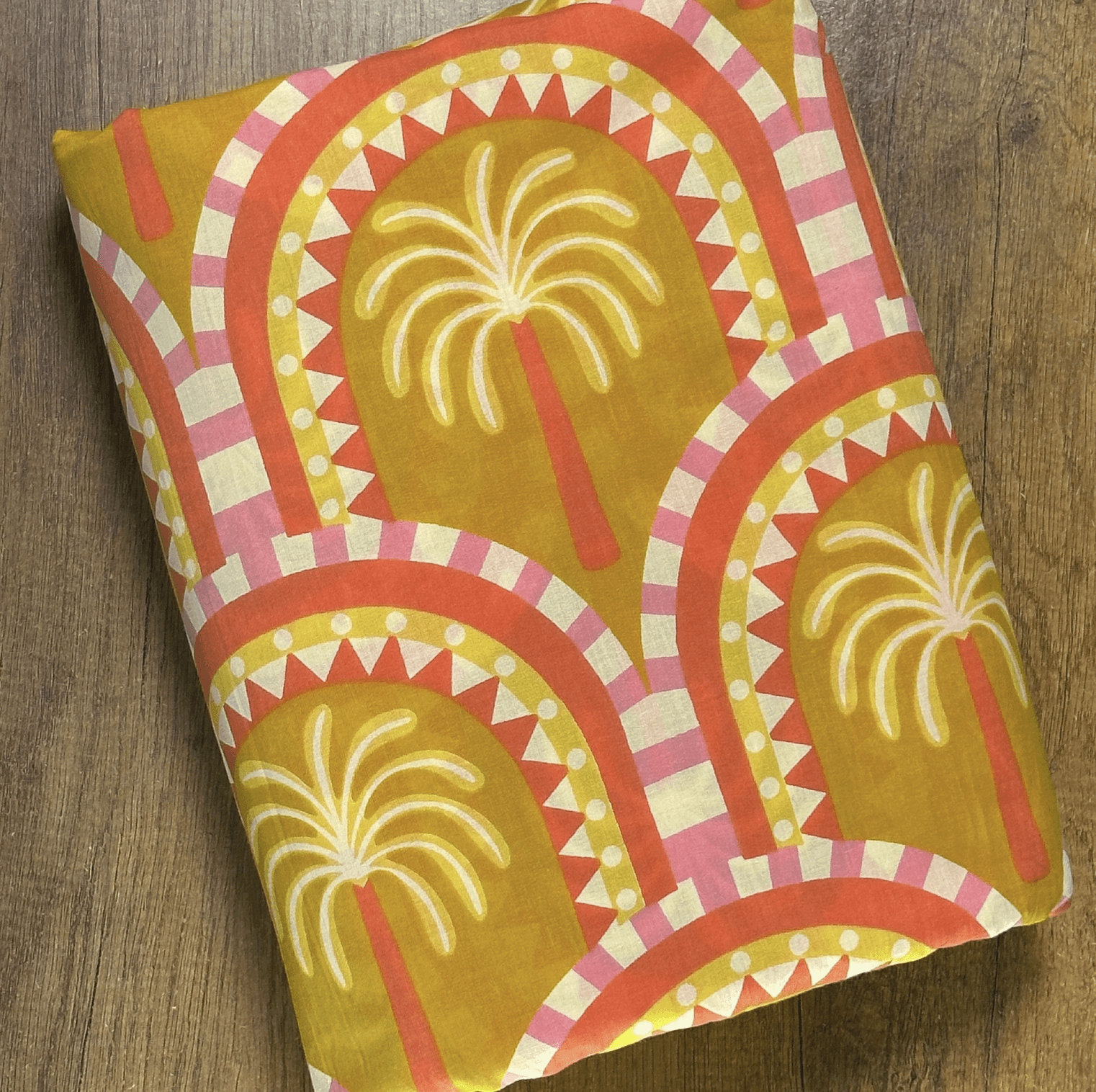 Indian Block Print Cotton Palm Tree Yellow 1 Indian Block Print Cotton Palm Tree Yellow