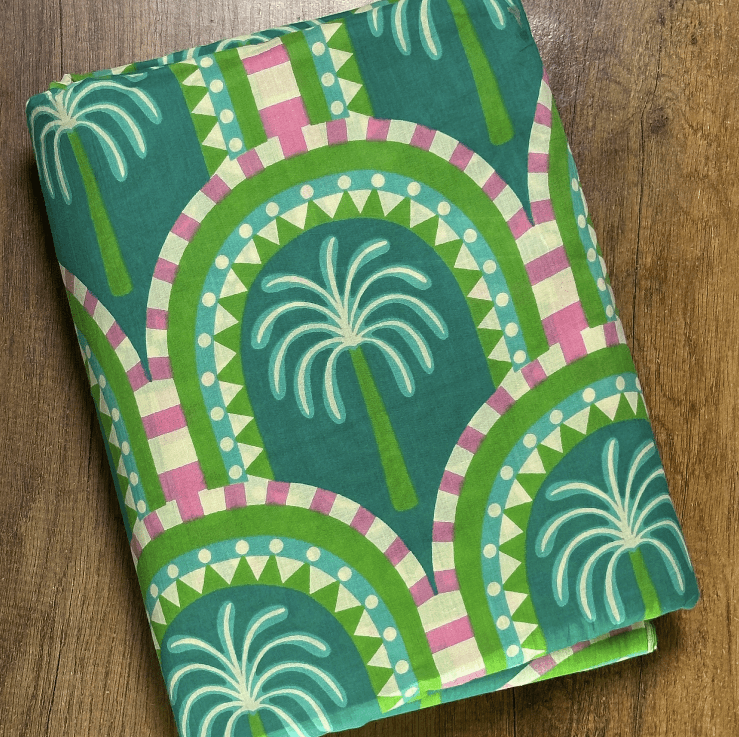 Indian Block Print Cotton Palm Tree Green 1 Indian Block Print Cotton Palm Tree Green