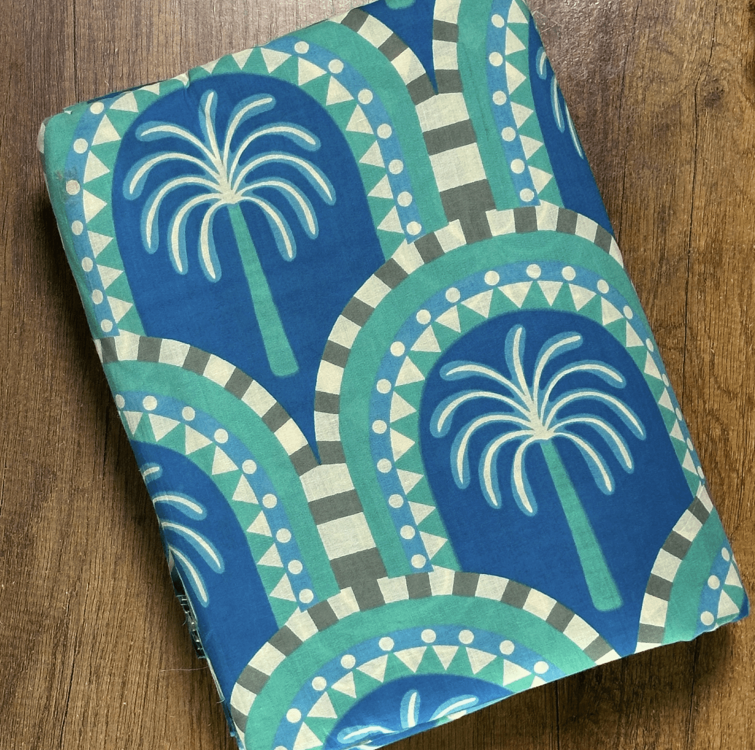 Indian Block Print Cotton Palm Tree Blue 1 Indian Block Print Cotton Palm Tree Blue
