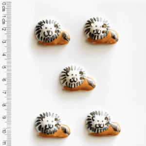 5 Handmade Orange Lion Sewing Buttons